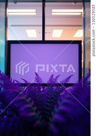 Minimal office workspace with mockup frame. 130529585