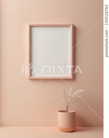 Interior pastel background with mockup frame for artwork. Interior pastel background with mockup frame for artwork. 130529762