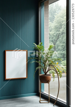 Minimal workspace mockup frame for logo presentation. 130529773