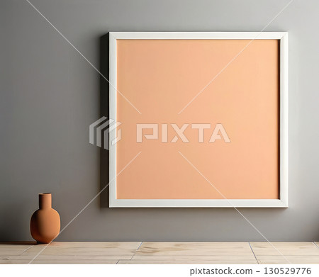 Trendy pastel-toned wall with empty poster frame. 130529776