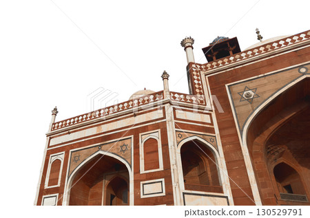 Humayun s Tomb in Delhi, India. Traditional Mughal architecture with a grand dome, marble facade, 130529791