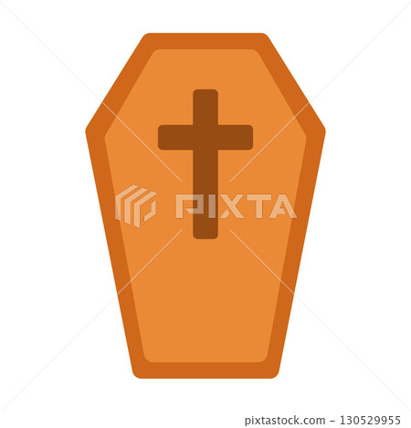 Wooden Coffin with Cross Illustration Wooden Coffin with Cross Illustration 130529955