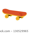 Flat Red Skateboard Illustration 130529965