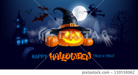 Happy Halloween Greeting Banner Template 130530062