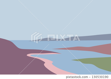 Minimal abstract landscape mountain sea, minimal flat style Minimal abstract landscape mountain sea, minimal flat style 130530190