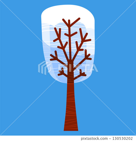 Snow covered tree, cartoon flat style Snow covered tree, cartoon flat style 130530202