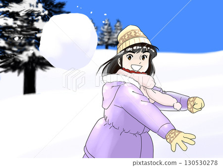 享受打雪仗的女孩 享受打雪仗的女孩 130530278