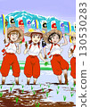 Girls having fun at the rice planting festival 130530283