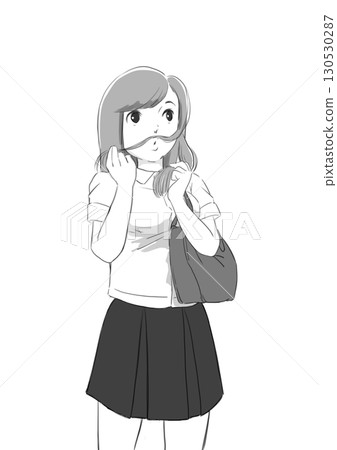 高中女孩玩弄她的頭髮 高中女孩玩弄她的頭髮 130530287
