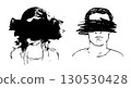 Abstract Illustration of Two Distressed Figures Facing Away. Troubled Relationship 130530428