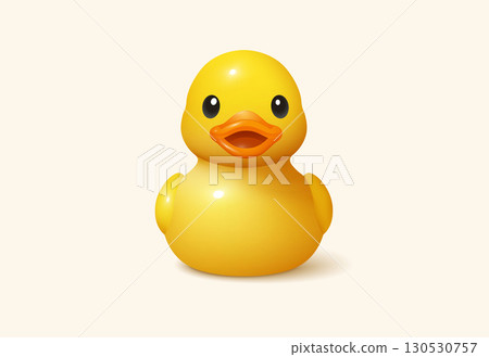 3d duck rubber yellow bathroom toy element. Yellow duck 3d kid baby rubber icon object 130530757