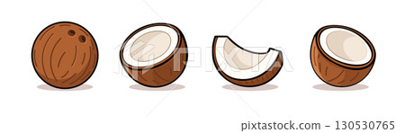 Coconut cartoon vector icon illustration. Coco nut fruit isolated cartoon palm summer tropical logo 130530765