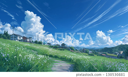 動漫風格背景鄉村風景 動漫風格背景鄉村風景 130530881