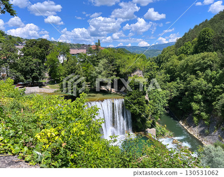 Waterfall on river Pliva in Jajce, Bosnia and Herzegovina 130531062