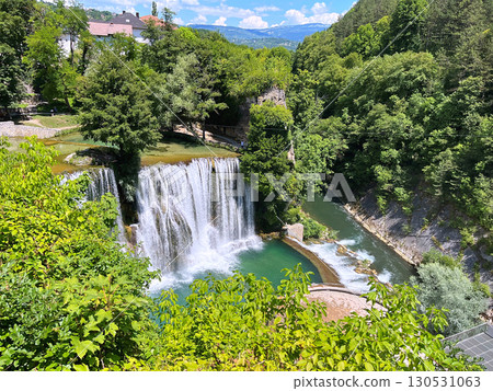 Waterfall on river Pliva in Jajce, Bosnia and Herzegovina 130531063