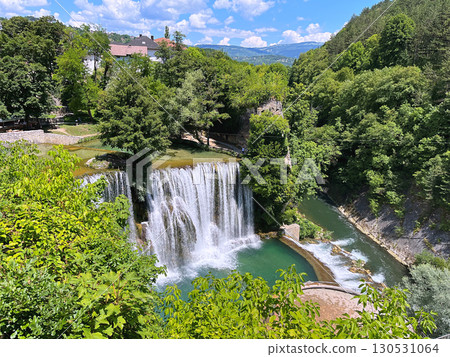 Waterfall on river Pliva in Jajce, Bosnia and Herzegovina 130531064