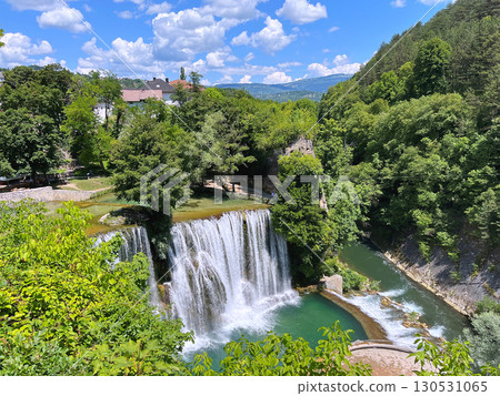 Waterfall on river Pliva in Jajce, Bosnia and Herzegovina 130531065
