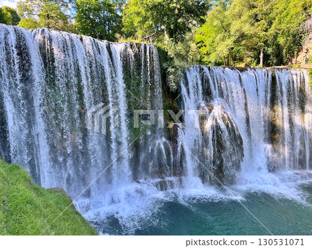Waterfall on river Pliva in Jajce, Bosnia and Herzegovina 130531071