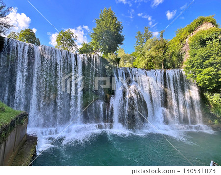 Waterfall on river Pliva in Jajce, Bosnia and Herzegovina 130531073