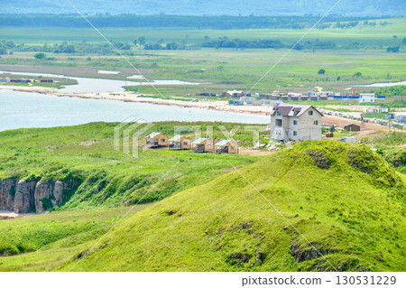The nature of the Khasansky district of Primorsky Krai, Russia. The lip of the Teal of the Slavic Bay, the inner bay of Peter the Great in the summer. 130531229