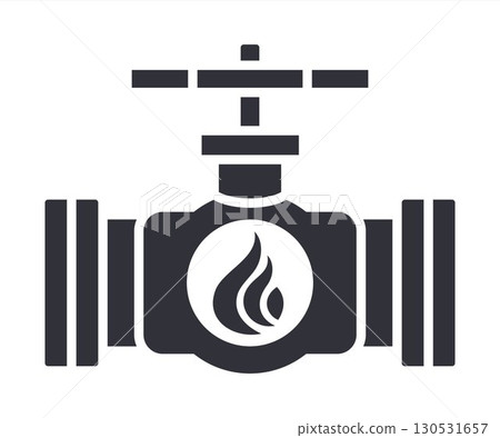 Black gas pipe icon. Black gas pipe icon. 130531657