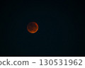 A full moon or blood moon during a complete lunar eclipse in a black night sky with stars 130531962
