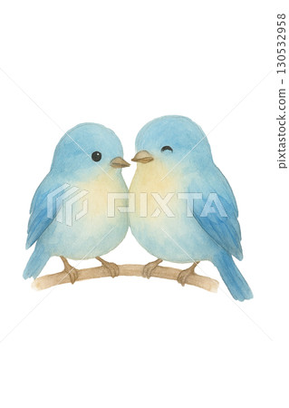 兩隻小藍鳥依偎在一起的插圖材料(友善可愛的小鳥) 兩隻小藍鳥依偎在一起的插圖材料(友善可愛的小鳥) 130532958