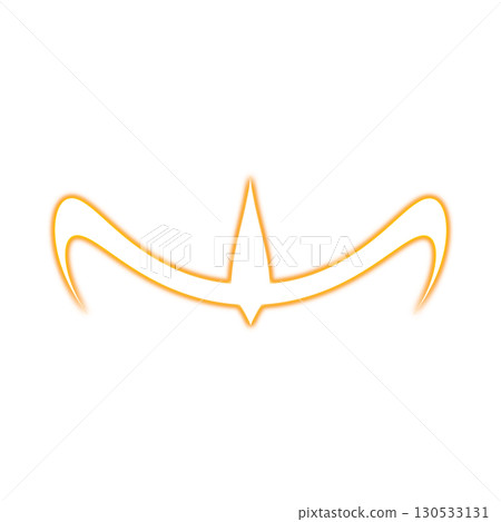 Orange glowing curved symbol with a central projection placed on a transparent background 130533131