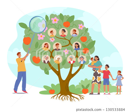 Happy family studying genealogical tree searching relatives bonding from wife and husband hand 130533884