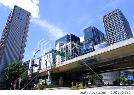 Shuto Expressway and Nihonbashi streetscape 130535182