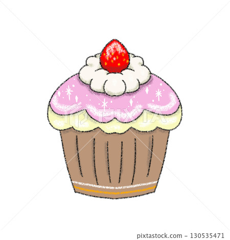 閃閃發光的草莓紙杯蛋糕 130535471