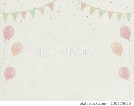 色彩繽紛可愛的五彩紙屑、花環和氣球可愛插畫素材 130535630