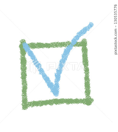 Crayon checkbox symbol in a rough sketch style with square shape and blue tick mark. This check box icon element creates a playful graphic, ideal for use in isolated projects. Crayon checkbox symbol in a rough sketch style with square shape and blue tick mark. This check box icon element creates a playful graphic, ideal for use in isolated projects. 130535776