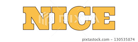 Bold groovy retro typography sticker with a funky and happy style. This colorful groovy element uses fun y2k shapes and a positive vibe as modern, trendy label or pop art accent. 130535874