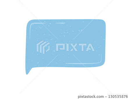 Grunge hand drawn sticker speech box in rectangle form with organic sketch bubble style. Chat badge for message template and conversation comment, with blue color for creative mockup. 130535876