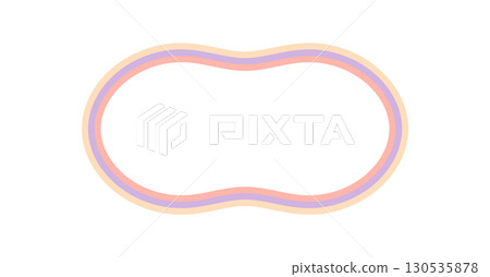 Retro groovy frame with wavy rectangle shape and bubble outline border in abstract style. Background with y2k aesthetic, colorful and graphic element for modern or vintage creative art concepts. 130535878