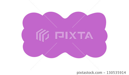 Groovy retro wavy scallop rectangle border in bold purple forms a funky abstract frame. Solid bubble edge and stylish y2k background create a unique graphic element for modern trendy art. 130535914