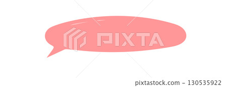 Hand drawn organic speech bubble sticker in a rounded circle shape. Textbox for chat or message in pastel color style. Dialogue for talk and comment, unique form playful communication. 130535922