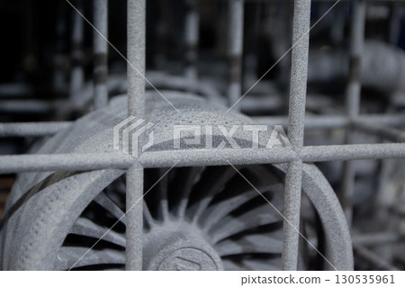 Object printed on 3D printer from molten plastic powder close-up. Model printed on 3D printer from melted polyamide powder. New modern additive 3D printing technology. Multi Jet Fusion MJF technology 130535961