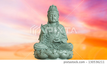 The Guan Yin sculpture for religion concept 3d Rendering. The Guan Yin sculpture for religion concept 3d Rendering. 130536211