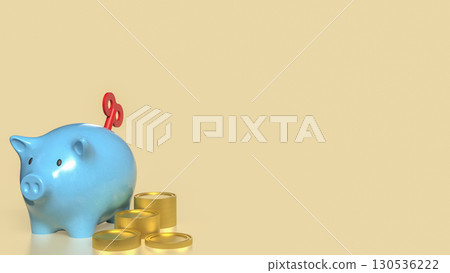 The Piggy Bank and gold coins for earn or saving concept 3d Rendering. 130536222
