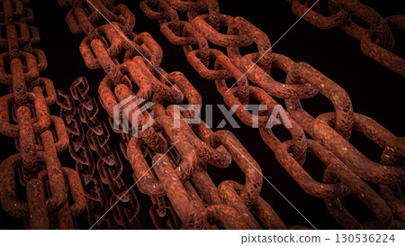 The Rusty Chain for Abstract or Business Background concept 3d Rendering. 130536224