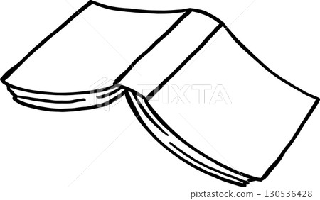 Hand Drawn Open Book outline black and white Hand Drawn Open Book outline black and white 130536428
