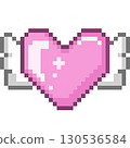 Angel wings and heart pixel art 130536584