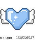 Angel wings and heart pixel art 130536587