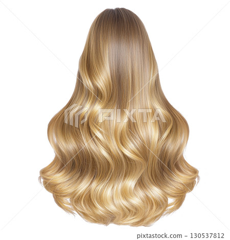 A Luxurious, wavy blonde hair cascading in soft curls, showcasing healthy, shiny texture. hairstyle exudes elegance and volume, perfect for fashion or beauty inspiration 130537812
