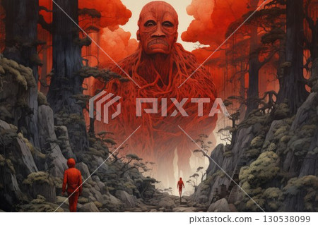 Gargantuan giants roaming the mountains - Generative AI Gargantuan giants roaming the mountains - Generative AI 130538099