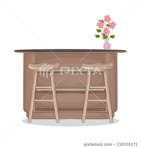 Illustration of bar table combined with bar stools Illustration of bar table combined with bar stools 130538371