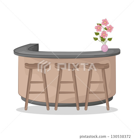 Illustration of bar table combined with bar stools Illustration of bar table combined with bar stools 130538372