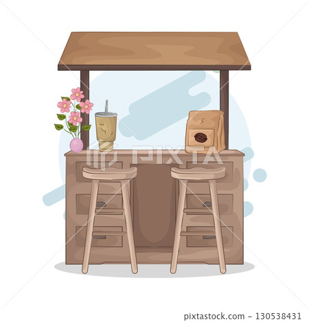 Illustration of bar table combined with bar stools Illustration of bar table combined with bar stools 130538431